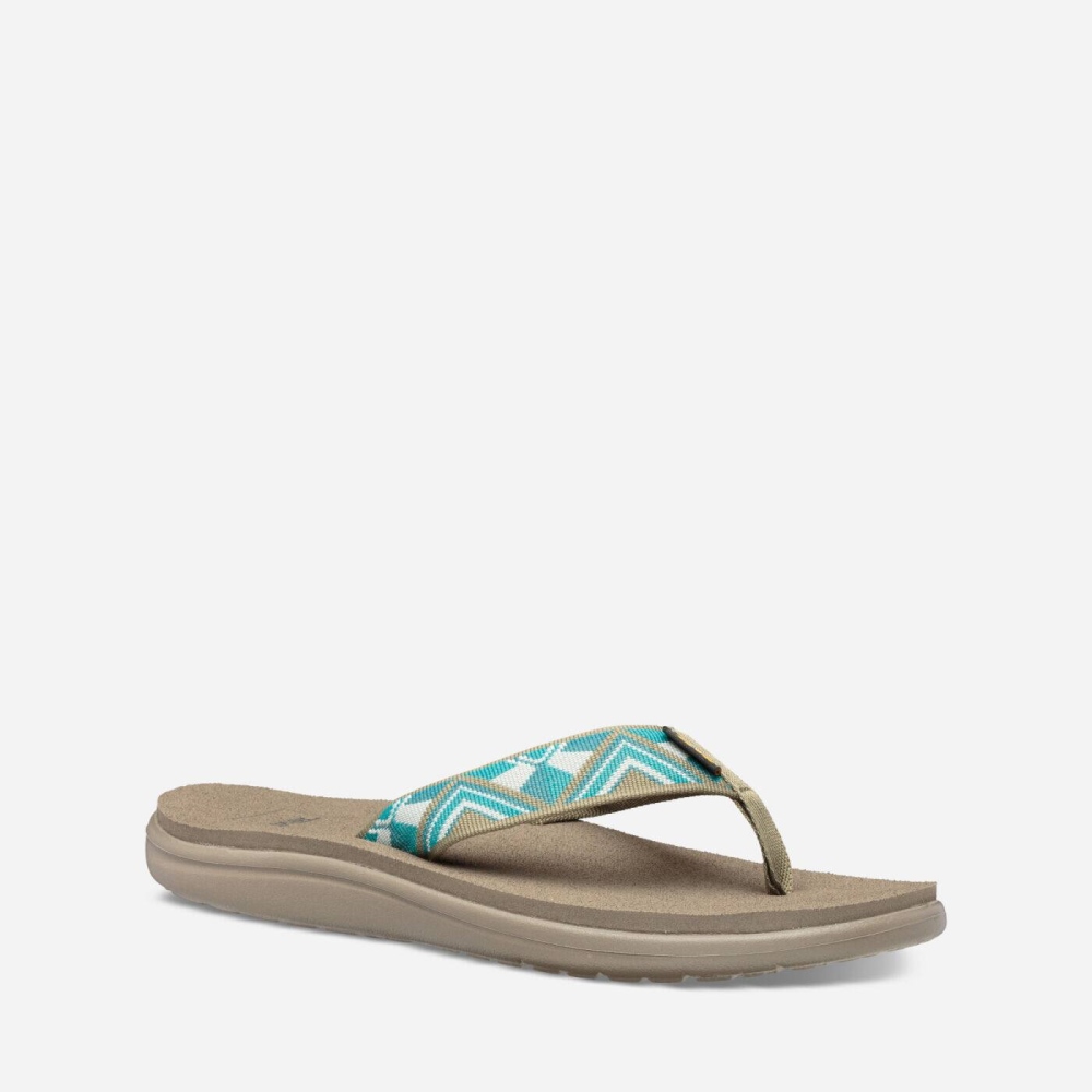 Teva Voya Women's Khaki / Green Flip Flops CA71933 Canada Online